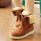 Non Slip Ankle Snow Booties Faux Fur Mid Calf Warm Boots Oshnow